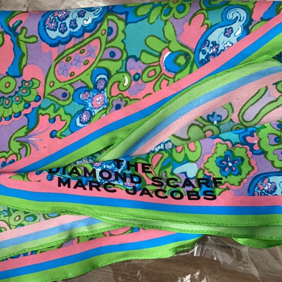 Marc Jacobs The Diamond Scarf silk green paisley - Picture 5 of 7